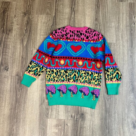 Farm Rio Graphic Elements Ainika Sweater Colorful Print Wool Blend XS - Picture 9 of 10
